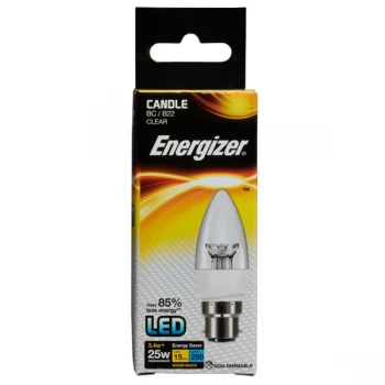 Image of Energizer LED Candle 250lm B22 Clear Warm White BC 3.4w