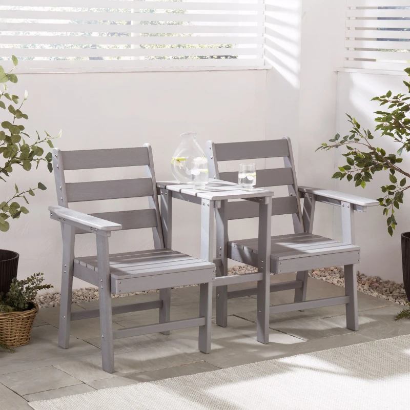 Image of VonHaus Waterproof HDPE Jack & Jill Garden Seat Grey