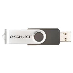 Image of Q-Connect SilverBlack USB 2.0 Swivel 16GB Flash Drive KF41513