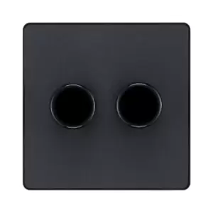 Image of BG Evolve Matt Grey Trailing Edge LED 200W Double Dimmer Switch 2-Way Push On/Off - PCDMG82B