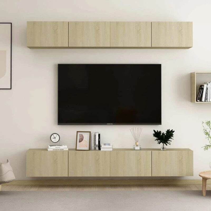 Image of VIDAXL TV Cabinets 4 pcs Sonoma Oak 100x30x30cm Engineered Wood Vidaxl 8720286572498