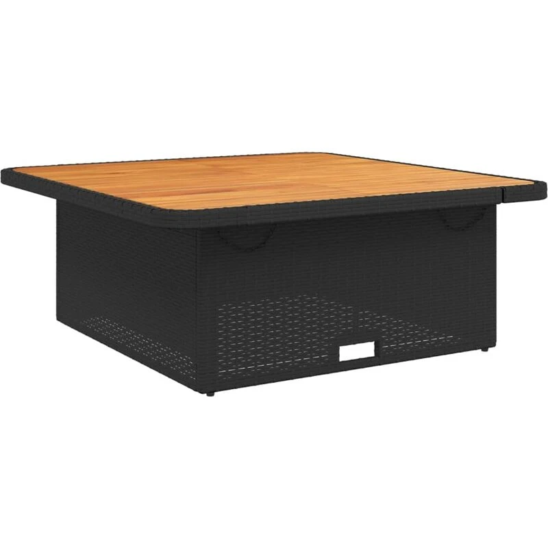 Image of VIDAXL Garden Table Black 110x110x71cm Poly Rattan and Acacia Wood Vidaxl 368272