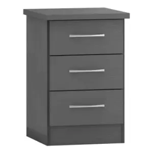 image of Seconique Nevada 3 Drawer Bedside - 3D Effect Grey