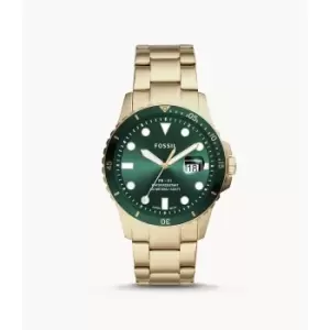 Image of Fossil Mens Fb-01 Three-Hand Date Gold-Tone Stainless Steel Watch - Gold