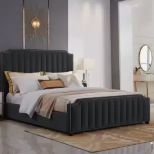 Image of Klara Bed Double Plush Velvet Black