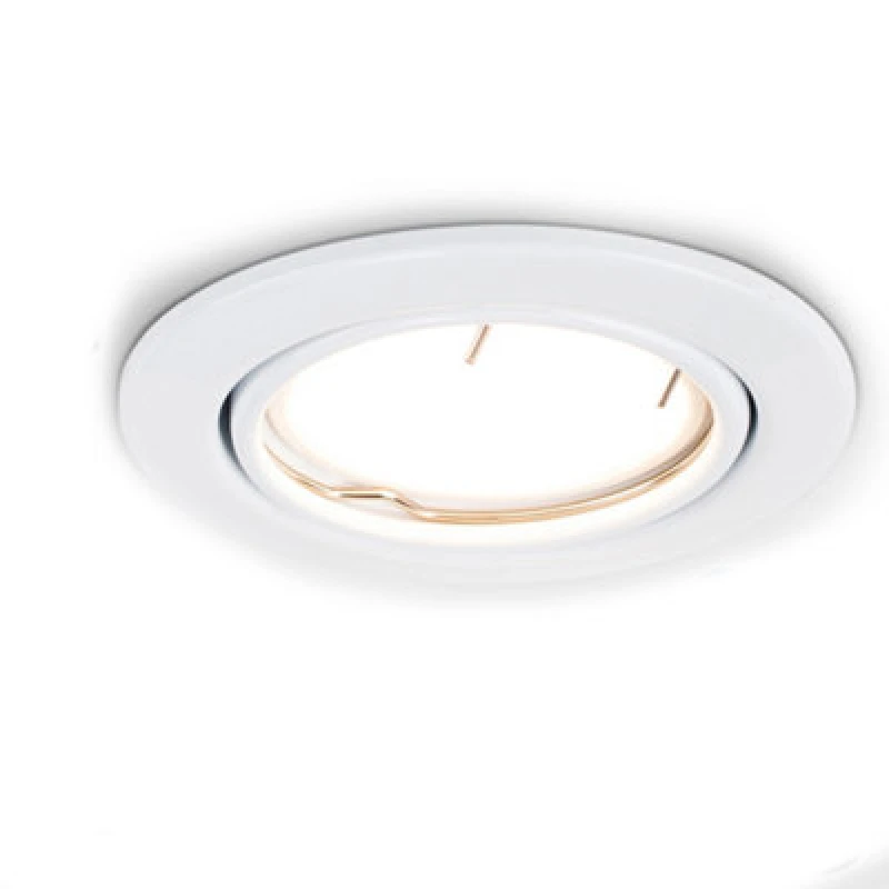 Image of ValueLights Downlight Tiltable Fire Rated Ceiling Light Fitting 10 Pack With Cool White Bulbs White