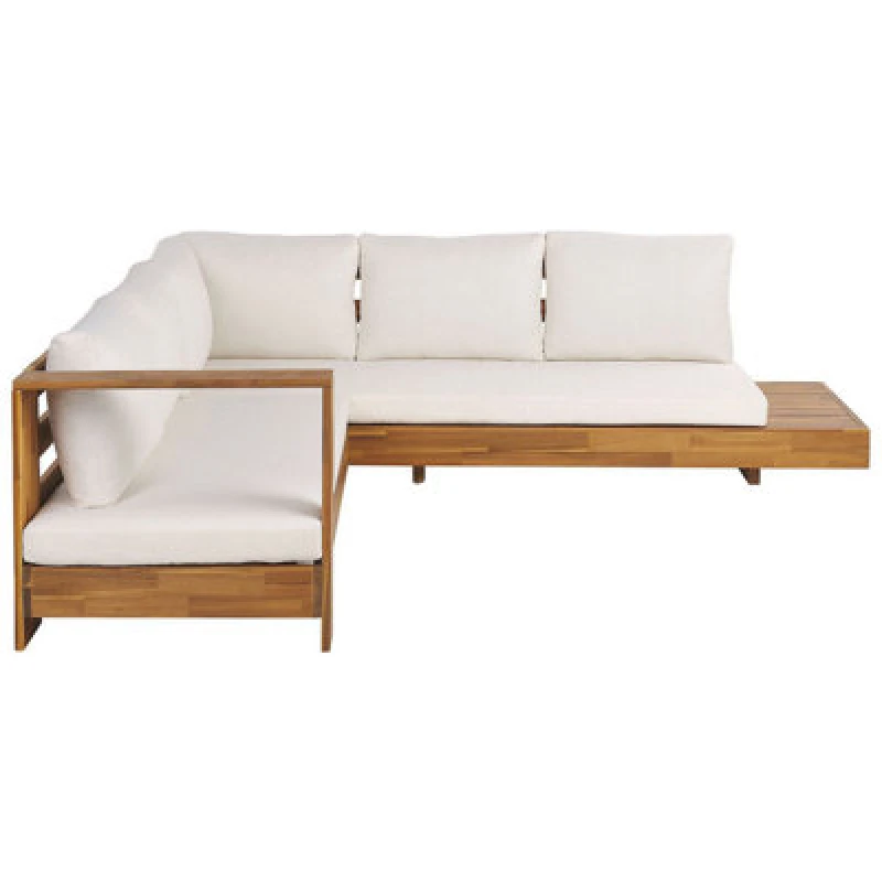 Image of Beliani Garden Corner Sofa 5 Seater Marettimo Right Hand Certified Acacia Wood Brown