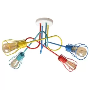 Image of Oxford Multi Arm Semi Flush Ceiling Light Multi-Coloured 64cm