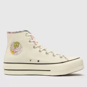 Image of Converse White & Purple All Star Lift Hi Trainers