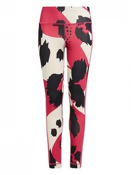 Image of adidas Girls Aero Ready Graphic Legging - White Pink, White/Pink, Size 13-14 Years