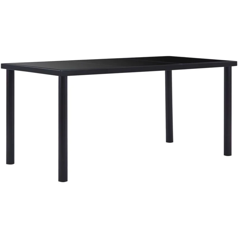 Image of VIDAXL Dining Table Black 160x80x75cm Tempered Glass Vidaxl 8719883600550