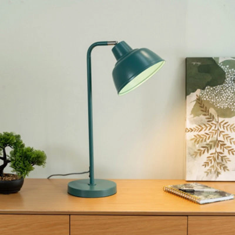 Image of ValueLights Morris Retro Dome Metal Desk Office Table Lamp Light with LED Bulb Blue