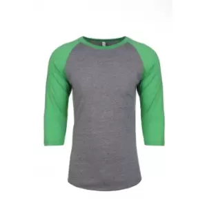 Image of Next Level Adults Unisex Tri-Blend 3/4 Sleeve Raglan T-Shirt (XXL) (Envy/Premium Heather)