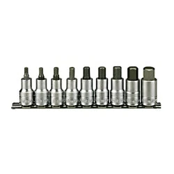 Image of Teng M1212 Socket Clip Rail Hex Set of 9 Metric 1/2in Drive