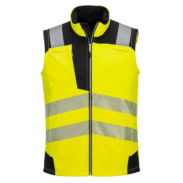 Image of Portwest PW3 Hi Vis Softshell Gilet PW325YBRL Colour: Yellow / Black