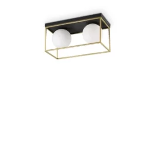 Image of Lingotto 2 Light Globe Ceiling Light Antique Brass