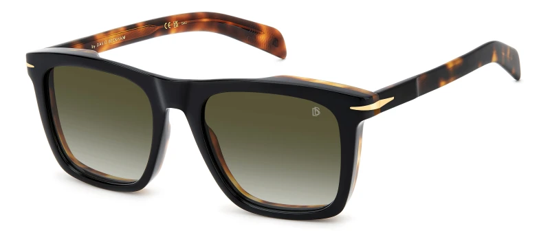 Image of Eyewear By David Beckham Green Shaded Rectangular Sunglasses Black WG0RQ Male