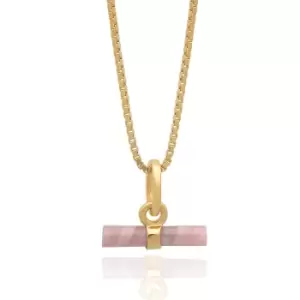 image of Rachel Jackson London Gold Plated Rose Pink Mini T-Bar Necklace