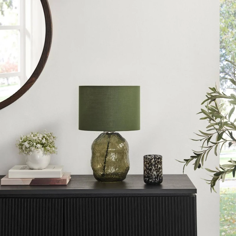 Image of FurnitureboxUK Flynn Green Glass Table Lamp Green Unisex