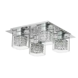 Image of Contemporary Shade Cluster Ceiling 4 Light Chrome, Crystal