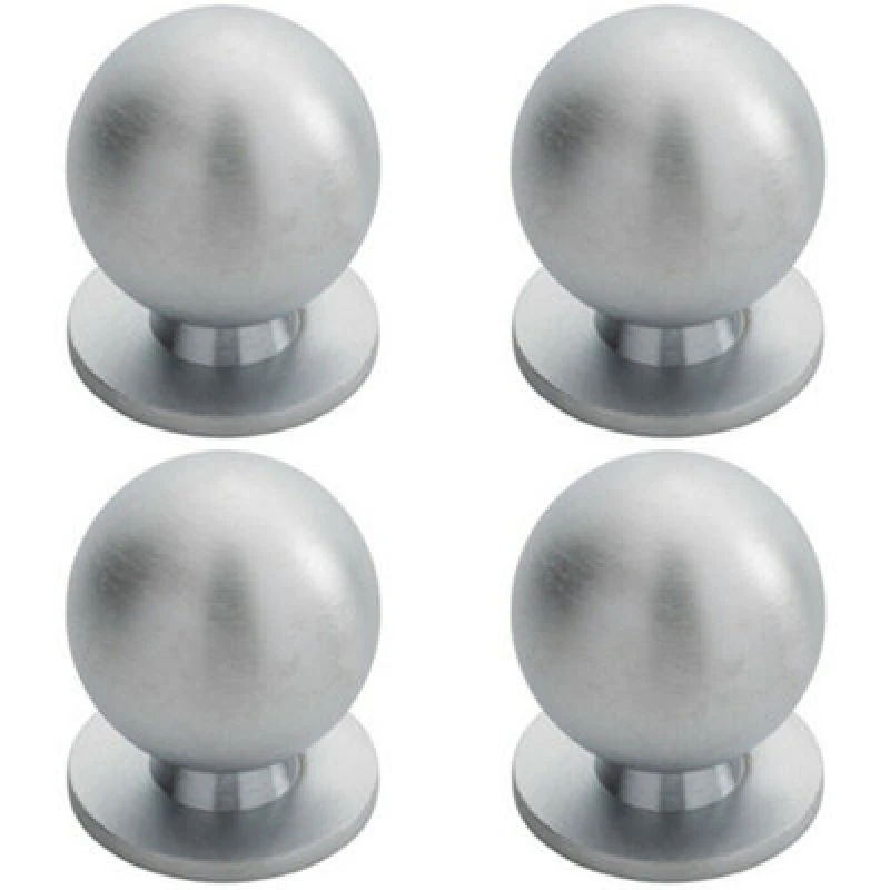 Image of Loops 4x Solid Ball Cupboard Door Knob 30mm Diameter Satin Chrome Cabinet Handle Multi unisex