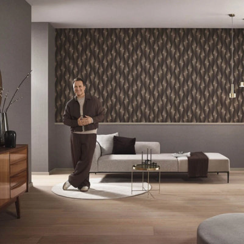 Image of Erismann Erismann Shift Brown Vinyl Wallpaper brown