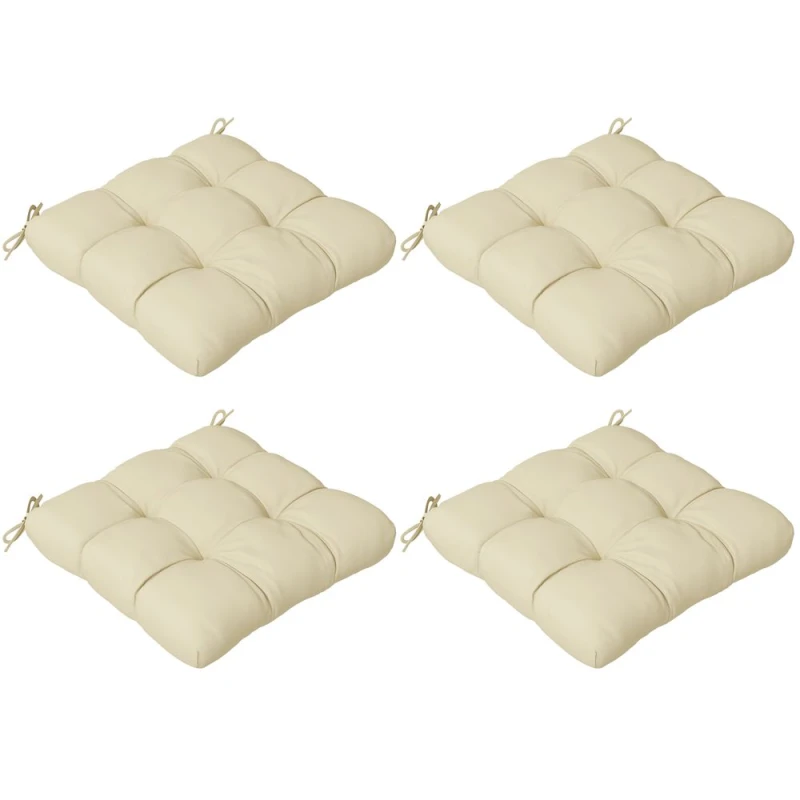 Image of Outsunny Outsunny - Set of 4 Outdoor Seat Cushions Water Repellent Seat Pads with Ties Beige 84G-190V70BG