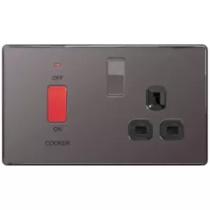 Image of BG Black Nickel 45A Cooker Connection Unit Switched Socket - Black