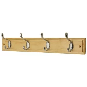 image of Robert Dyas Headbourne 4-Hook Heavy Duty Coat Hooks - Chrome