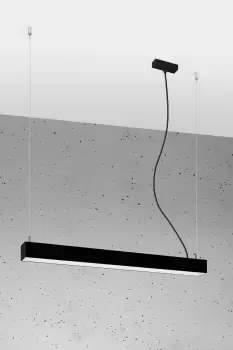 Image of Pinne Integrated LED 65cm Linear Straight Bar Pendant Light Black 3000K