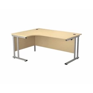 Image of TC Office Start Silver Cantilever Frame Left Hand Crescent Desk 1600x1200mm, Maple