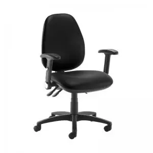 Image of Jota high back operator chair with folding arms - Nero Black vinyl