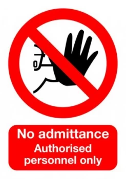 Image of Extra Value A5 PVC Safety Sign - No Admittance