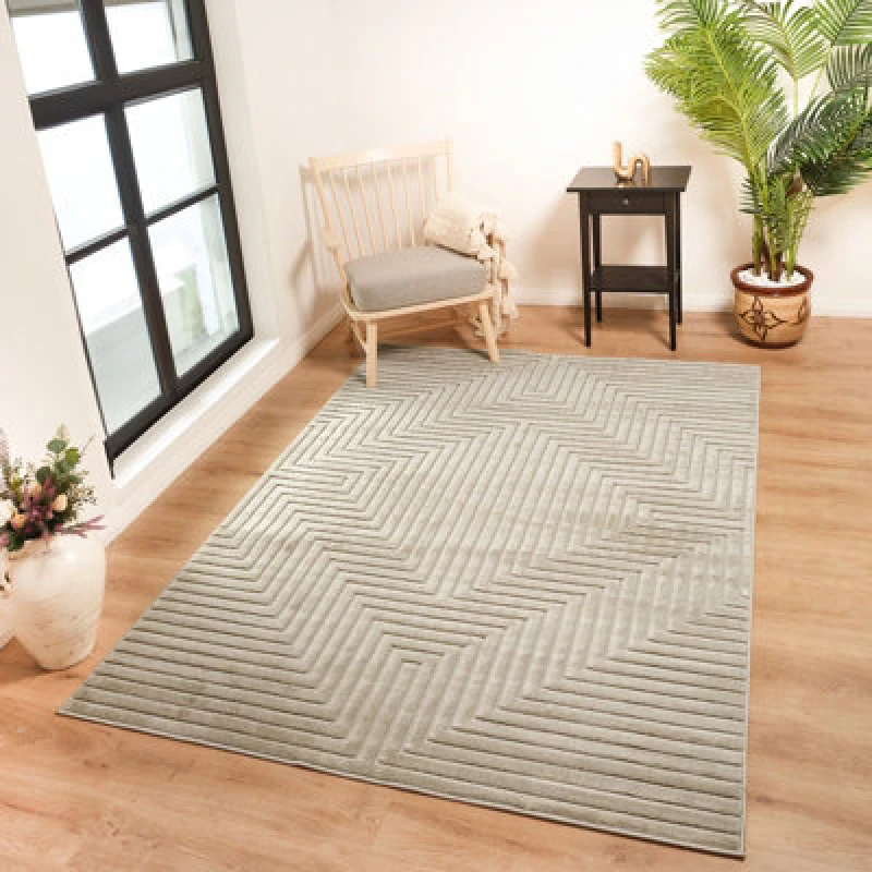 Image of Livabliss In- & Outdoor 3D High & Low Pile Textured Beige Naoko Area Rug 160 X 220 Cm - Easy To Clean, Perfect For Balcony Or Dining Room