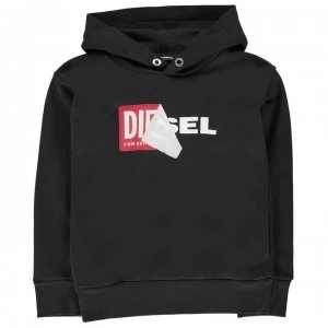 Image of Diesel Salby Peel Hooded Logo Sweatshirt - Black 900