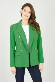 Image of Green Blazer With Contrast Stripe Lining