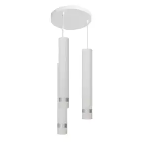 Image of Tuba Cluster Pendant Ceiling Light White, Chrome 30cm