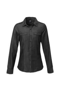 Image of Jeans Stitch Long Sleeve Denim Shirt
