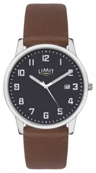 image of Limit Mens Brown Leather Strap Blue Dial 5743.01 Watch