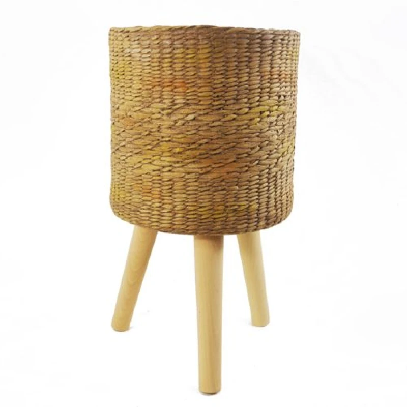 Image of Leaf 54cm x 30cm Rattan Effect Composite Large Planter Dark Brown