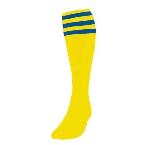 Image of Precision 3 Stripe Football Socks Boys Yellow/Royal