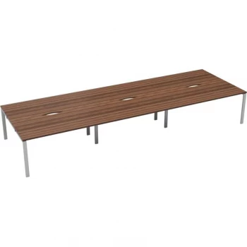 image of 10 Person Double Bench Desk 1400X800MM Each - White/Dark Walnut