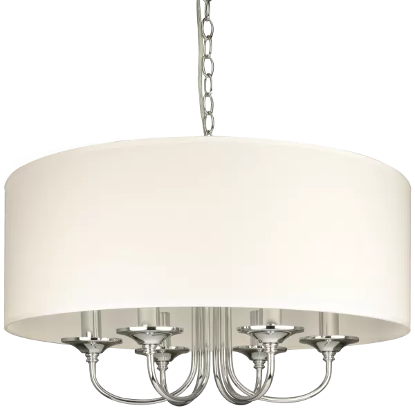 Image of Abu Dhabi 6 Light Cylindrical Pendant Ceiling Light Silver, E14