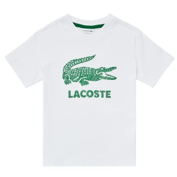 image of Lacoste TJ1965-001 boys's Childrens T shirt in White - Sizes 2 years,3 ans,5 years,6 years