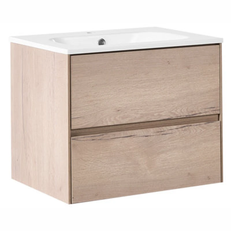 Image of Beliani Wall Mounted Vanity Unit With Basin Vita 60 Cm Light Brown