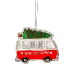 image of Christmas Camper Van Zari Embroidery Decoration