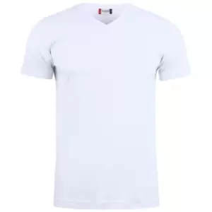 Image of Clique Unisex Adult Basic Knitted V Neck T-Shirt (M) (White)