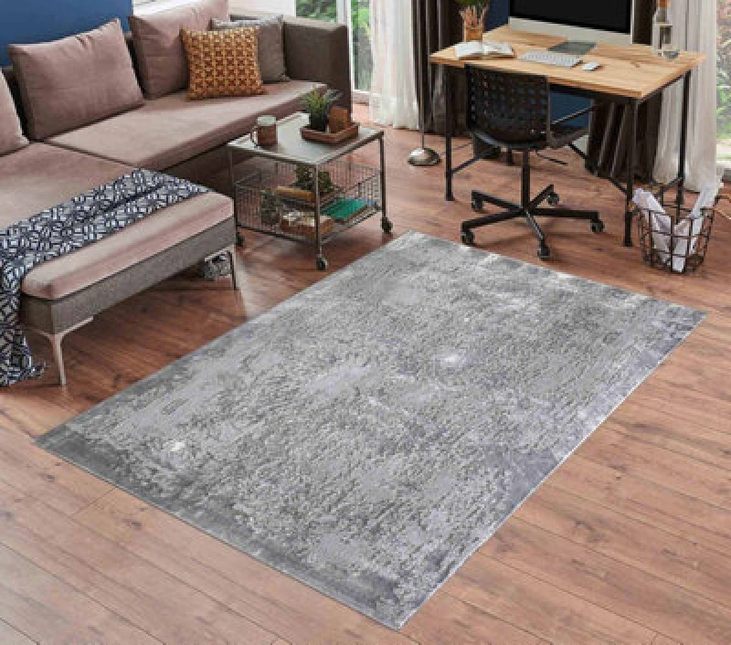 Image of Serenity Modern Abstract Acrylic Contemporary Area Rugs Grey 60X220 Cm