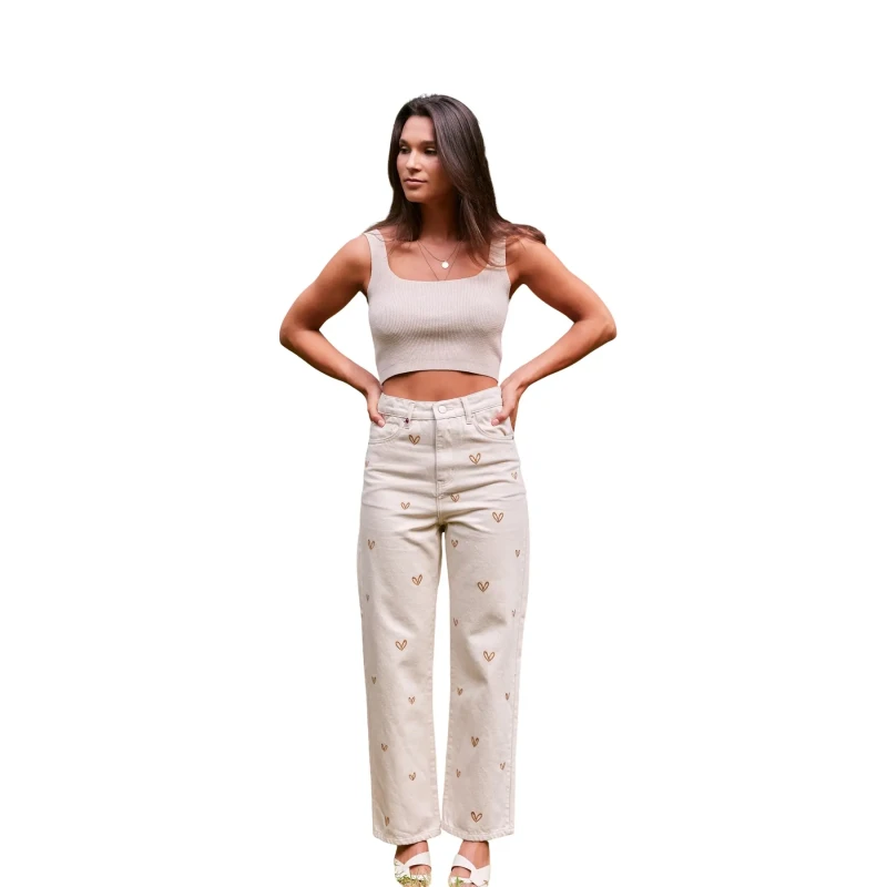 Image of F.A.M. Paris Womens jeans F.A.M. Paris Pola Embro Heart Beige Female 30