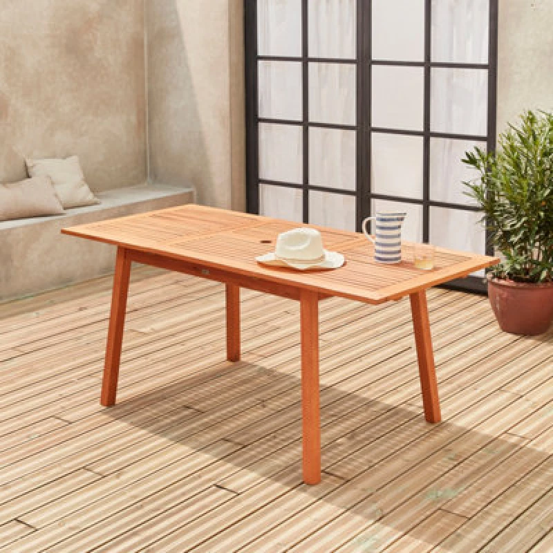 Image of sweeek 6 To 8-seater Extendable Wooden Garden Table Light Brown